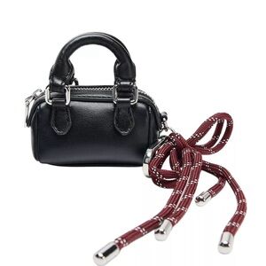 Zara Black Mini charm Bag with Burgundy Details